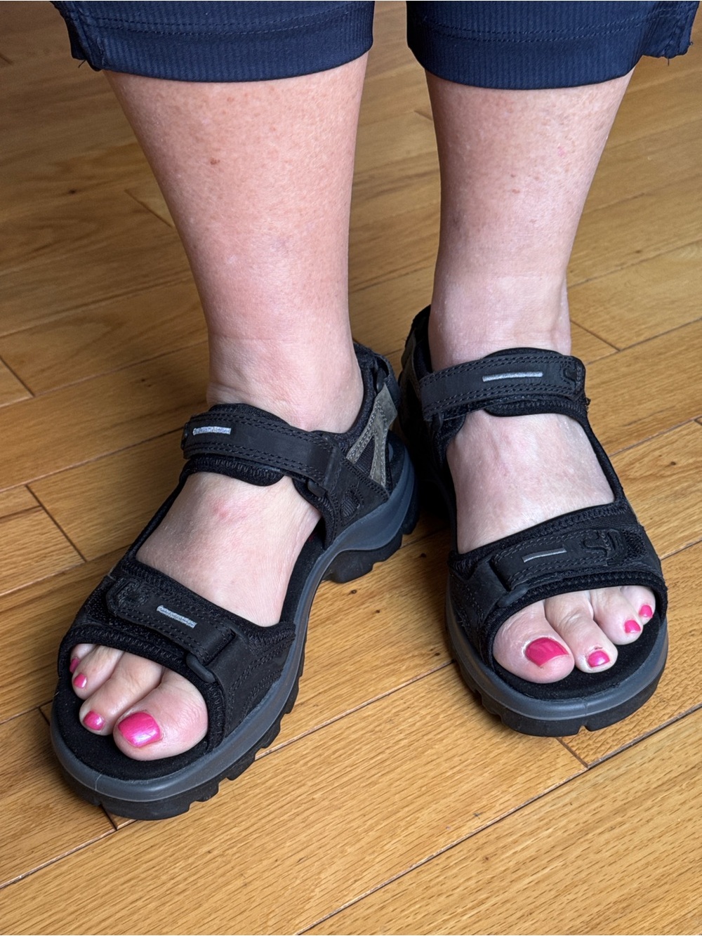 ECCO Black Sport Sandals Adjustable Comfort Walking Sandals